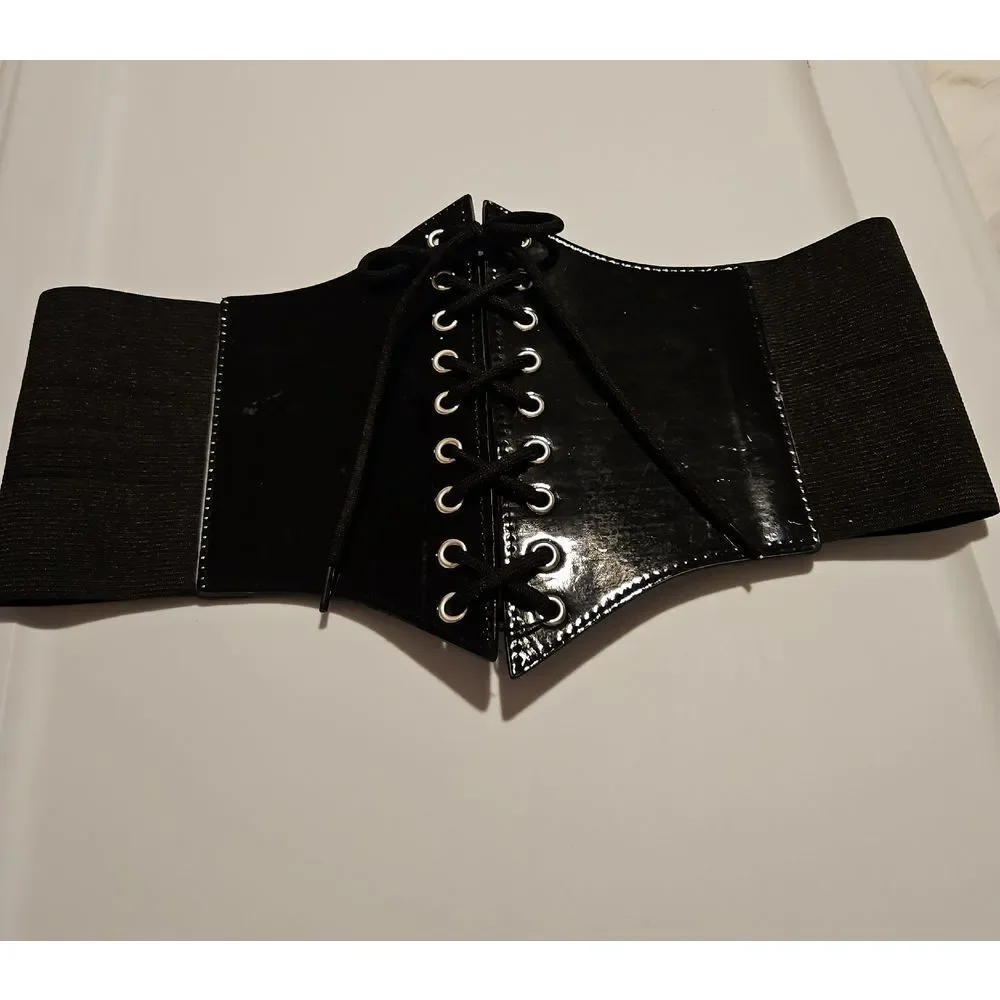 Black Lace-Up Corset Belt  Elastic Strech waist 26